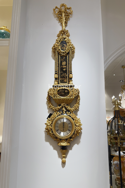 HomeDor × FH&Home | Baroque-inspired Long-shaped Wall Clock with Ornate Patterns