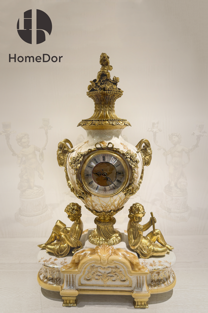 HomeDor × FH&Home | Luxury Baroque-inspired Cherub Porcelain Clock