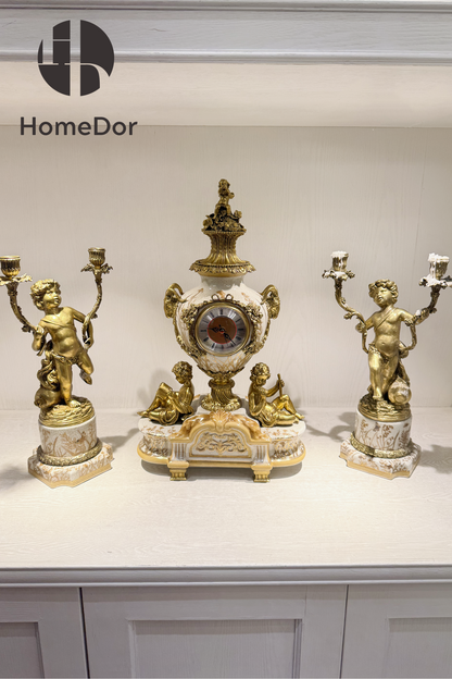 HomeDor × FH&Home | Luxury Baroque-inspired Cherub Porcelain Clock