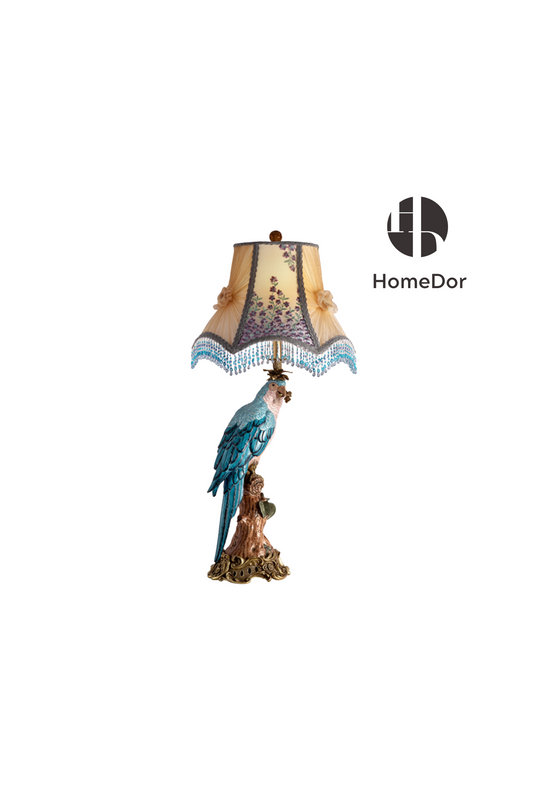 HomeDor × FH&Home | Classic Fringe Lampshade Parrot Table Lamp