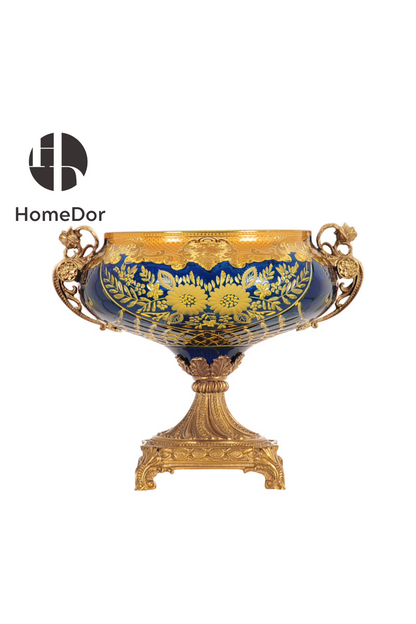 HomeDor × FH&Home | Exquisite Baroque Glass Floral Engravings Copper-cast Table Decor Set