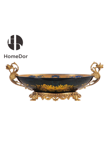 HomeDor × FH&Home | Exquisite Baroque Glass Floral Engravings Copper-cast Table Decor Set