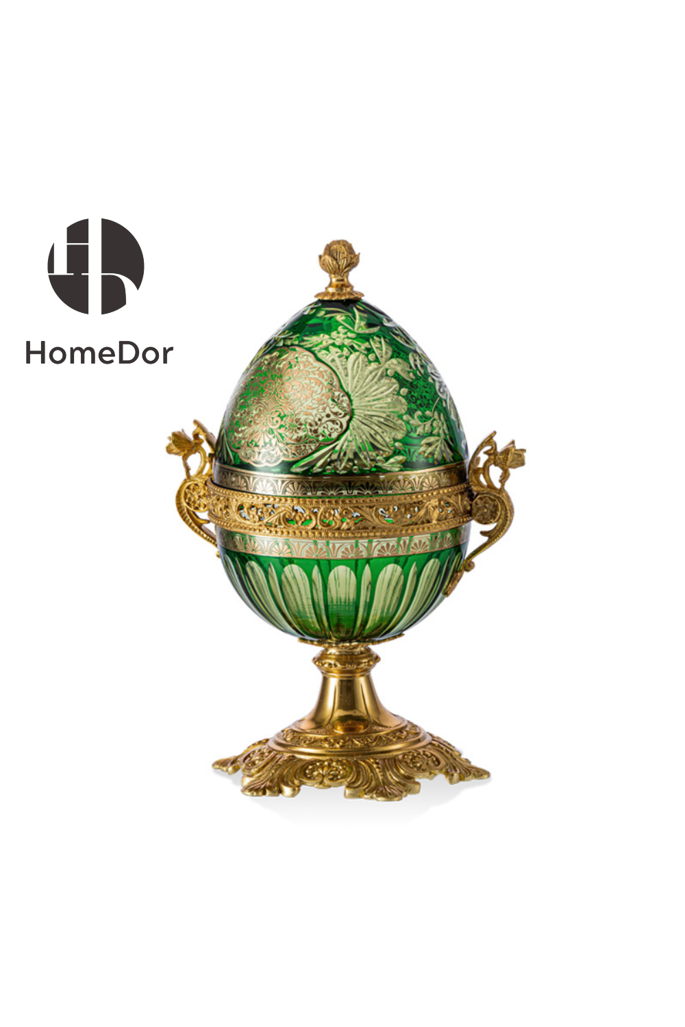 HomeDor × FH&Home | Exquisite Baroque Glass Floral Engravings Copper-cast Table Decor Set