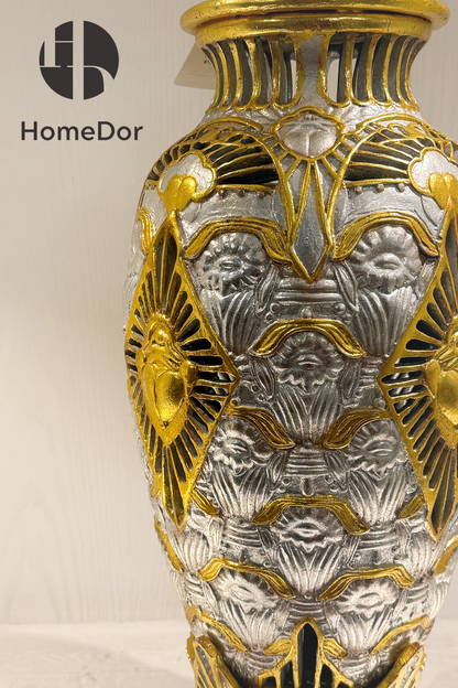 HomeDor × FH&Home | Exquisite Wooden Table Lamp with Hand-applied Gold and Silver Leaf
