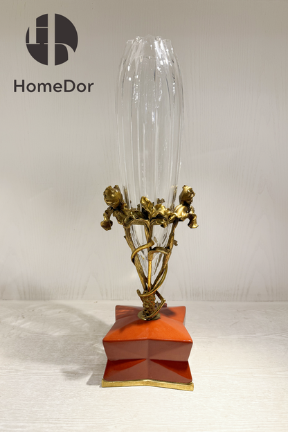 Prague Collection Crystal Glass Vase with Distinctive Bases