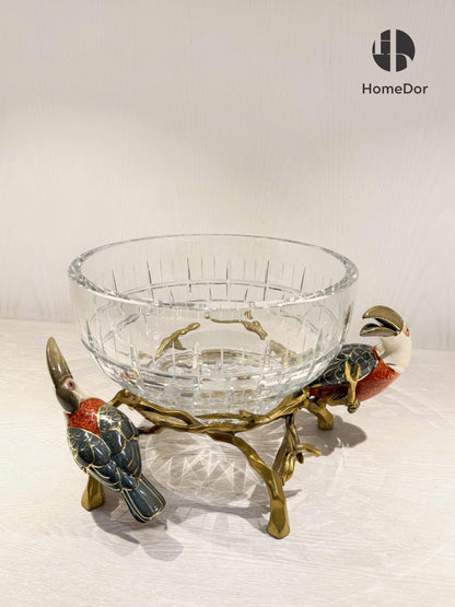 HomeDor Toucan Crystal Fruit Bowl for Luxury Home Table Decoration 
