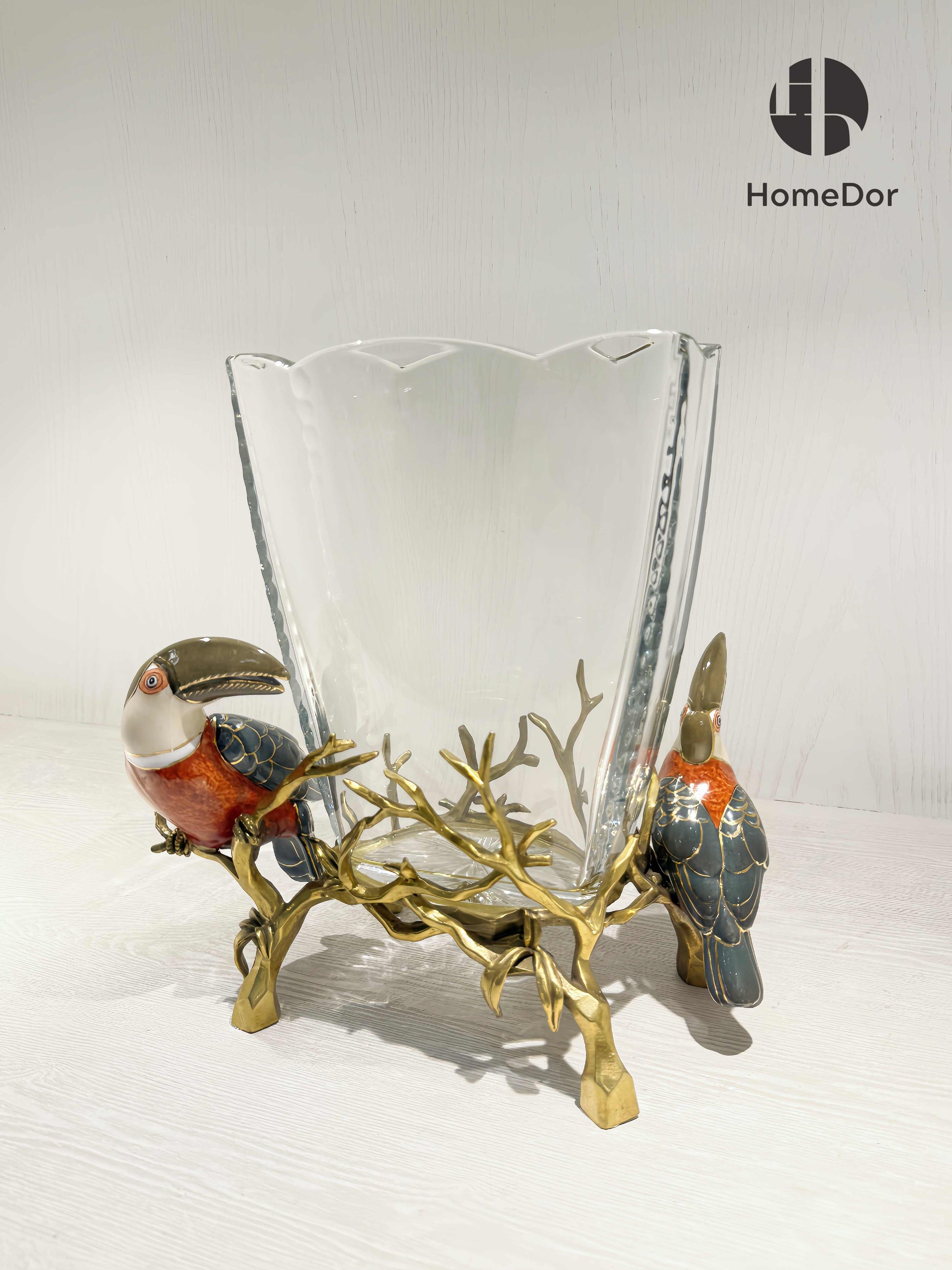 HomeDor Toucan Crystal Vase for Luxury Home Table Decoration 