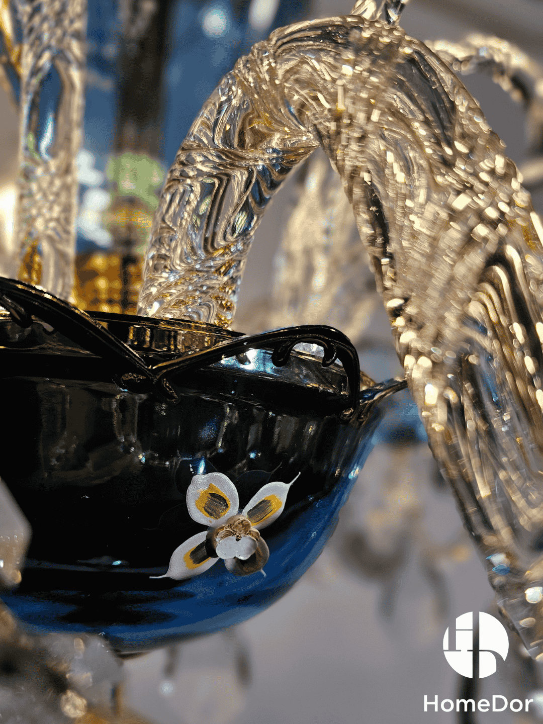 Premium Luxury French Blue Handcrafted Crystal Candle Chandelier8