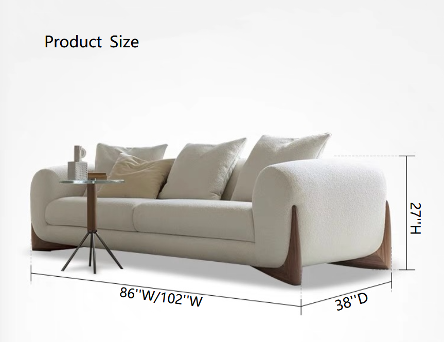 HomeDor Wabi-sabi White Fleece Fabric Sofa