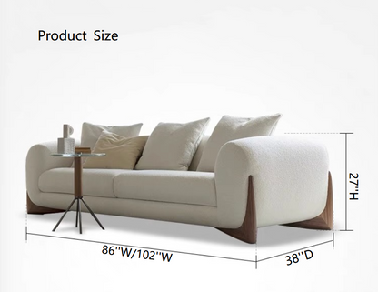 HomeDor Wabi-sabi White Fleece Fabric Sofa