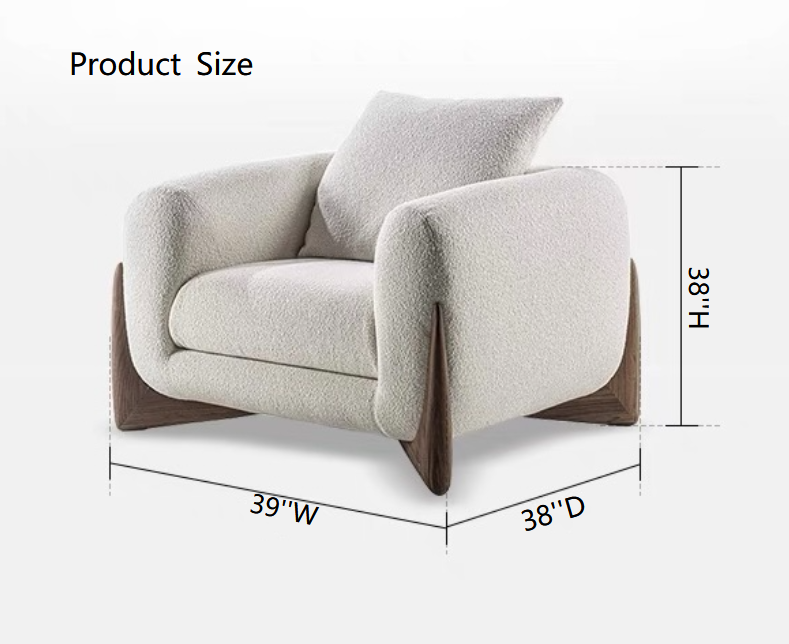 HomeDor Wabi-sabi White Fleece Fabric Sofa