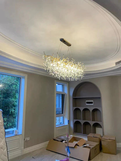 HomeDor Premium Linn Leaves Branch Round Chandelier
