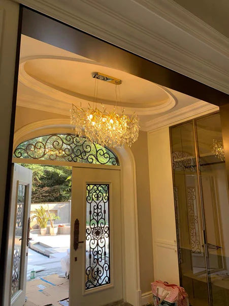 HomeDor Premium Branch Crystal Leaves Rectangle Chandelier