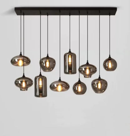 HomeDor Premium Smoke Gray Multi-headed Glass Pendant Lighting