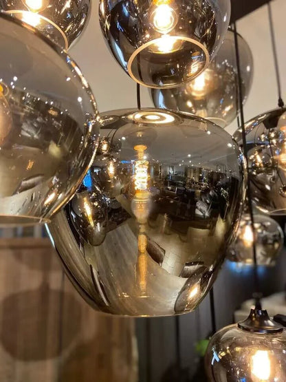 HomeDor Premium Smoke Gray Multi-headed Glass Pendant Lighting
