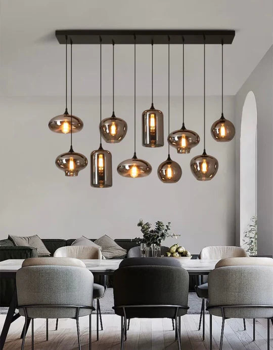 HomeDor Premium Smoke Gray Multi-headed Glass Pendant Lighting