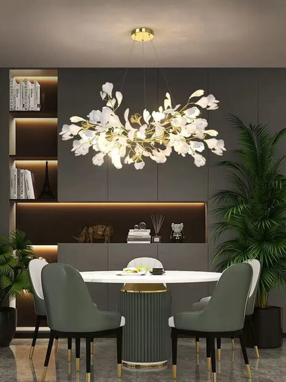 HomeDor Linn Petal-shaped Branch Chandelier in white