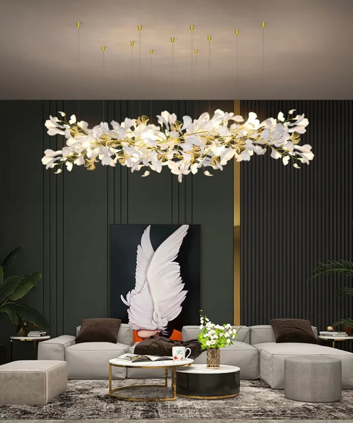 HomeDor Linn Petal-shaped Branch Chandelier in white