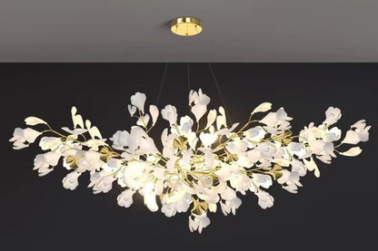 HomeDor Linn Petal-shaped Branch Chandelier in white