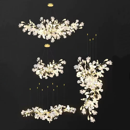 HomeDor Linn Petal-shaped Branch Chandelier in white