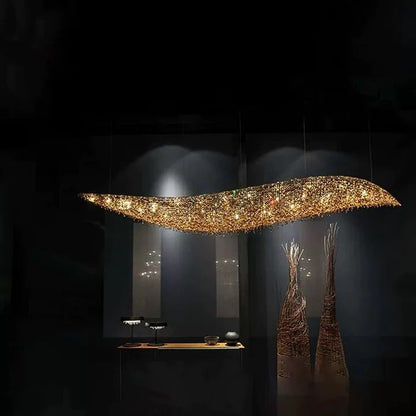 Lampadario in cristallo ad onda a forma di S Lorella