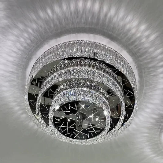 HomeDor Silver Multi-tier Round Flush Mount Chandelier