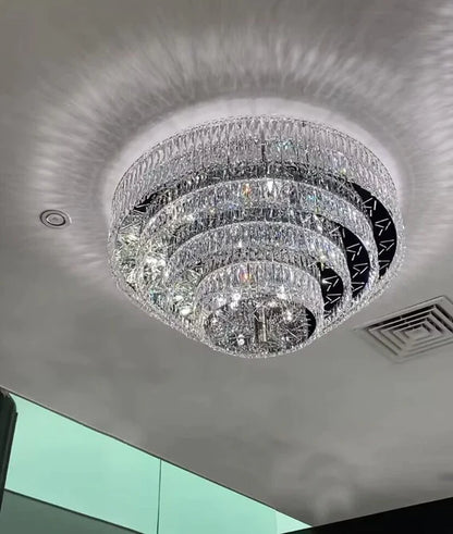 HomeDor Silver Multi-tier Round Flush Mount Chandelier