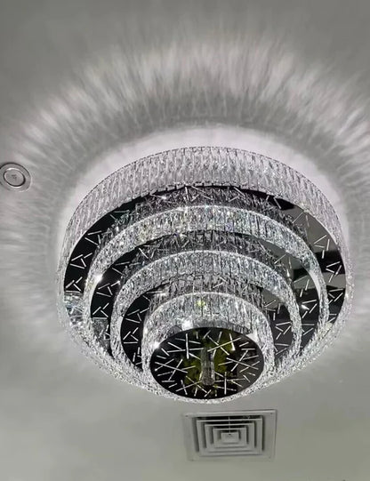 HomeDor Silver Multi-tier Round Flush Mount Chandelier