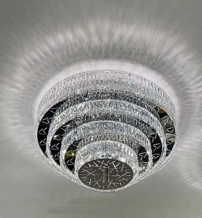 HomeDor Silver Multi-tier Round Flush Mount Chandelier