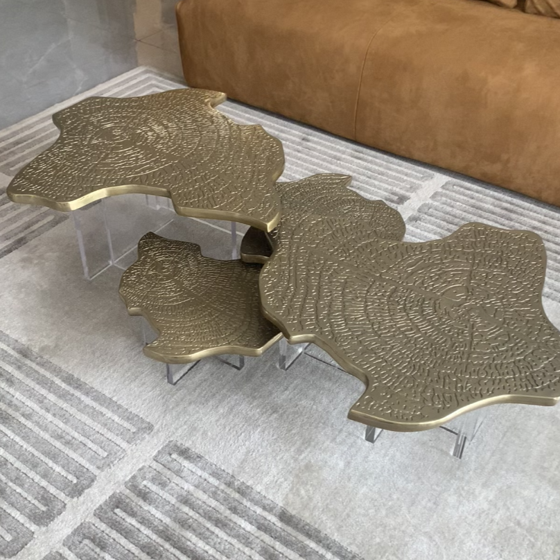 HomeDor Modern Etching Irregular Coffee Table Set