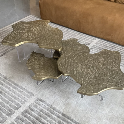 HomeDor Modern Etching Irregular Coffee Table Set