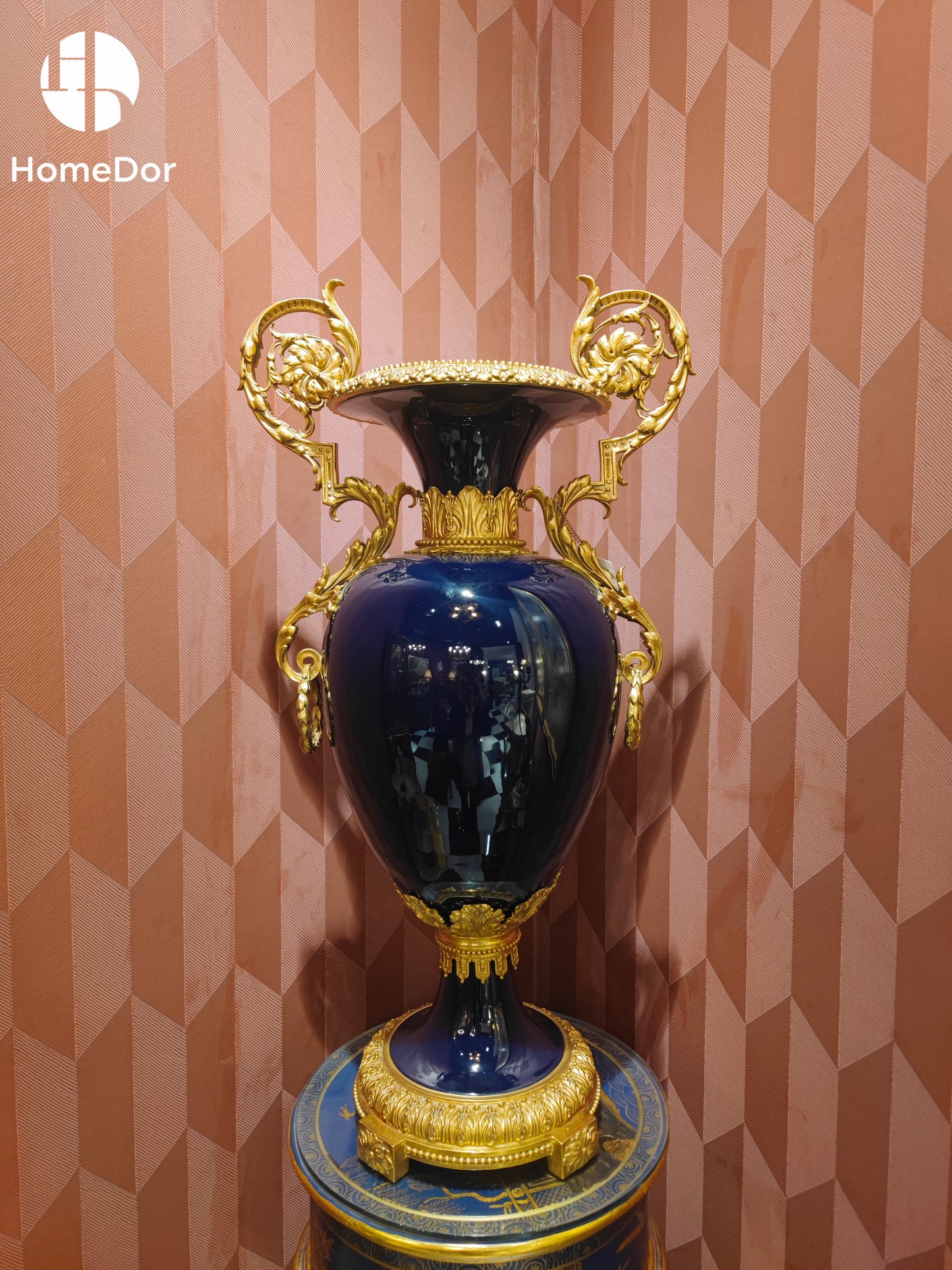 HomeDor × FH&Home | Regal Cobalt Blue Double-Handled Vase