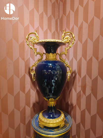 HomeDor × FH&Home | Regal Cobalt Blue Double-Handled Vase