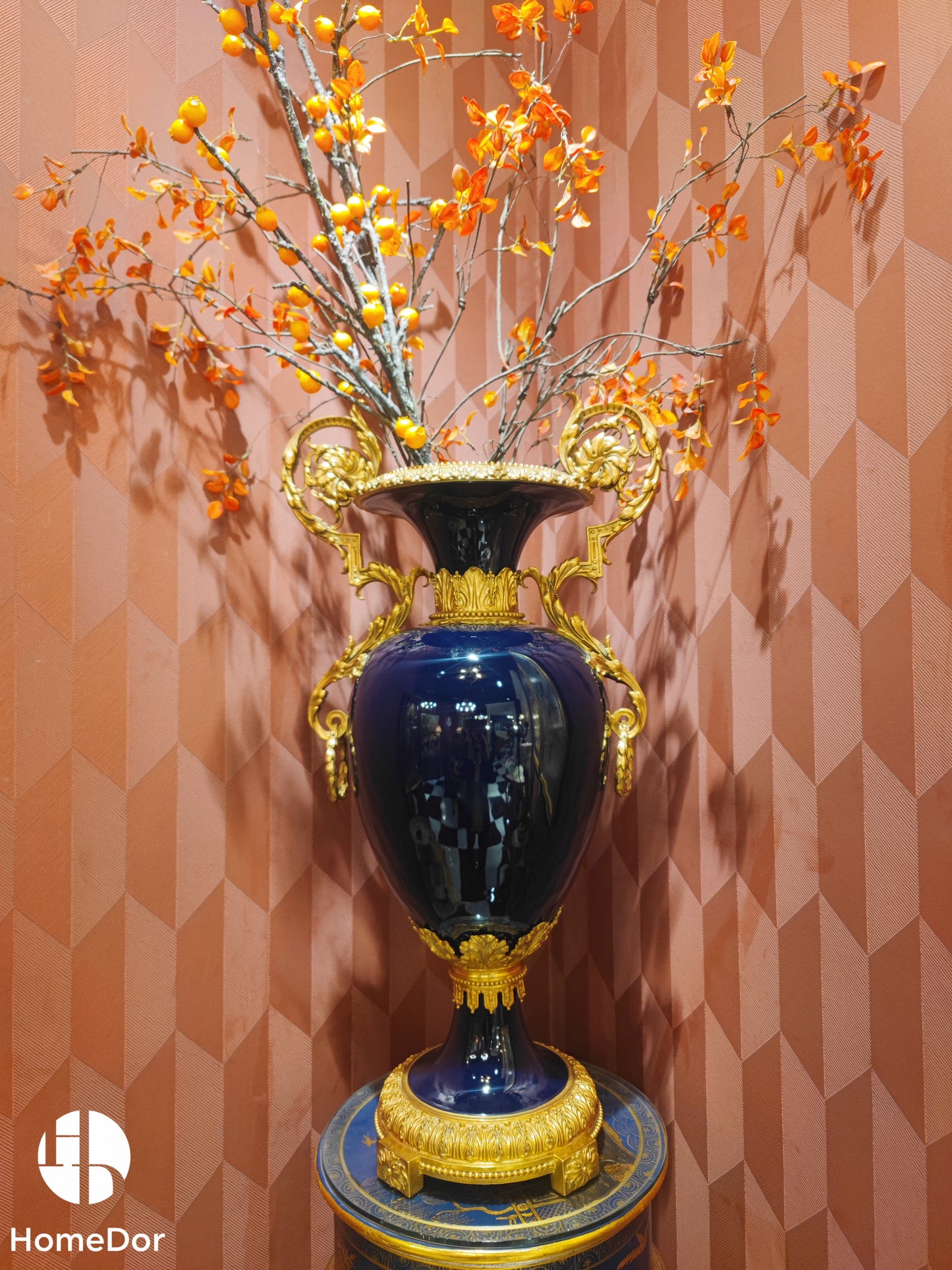 HomeDor × FH&Home | Regal Cobalt Blue Double-Handled Vase