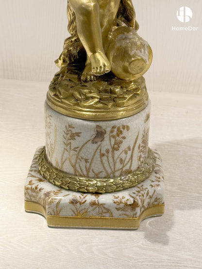 Candelabro de porcelana con forma de querubín de cobre de estilo barroco HomeDor