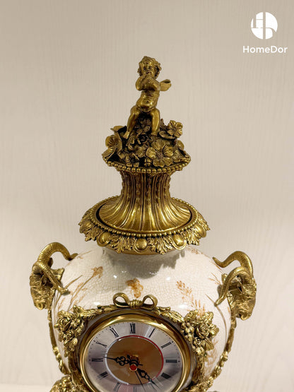 Rococo Revival Putti Three-Piece Clock Garniture