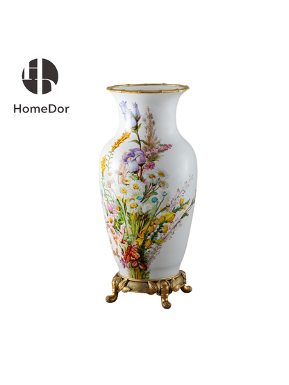 French Porcelain Botanical Vase