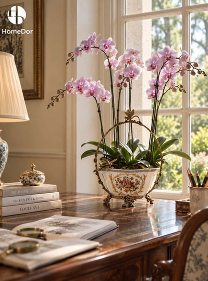 HomeDor - Juego de decoración dorado con encantador patrón de flores fragantes