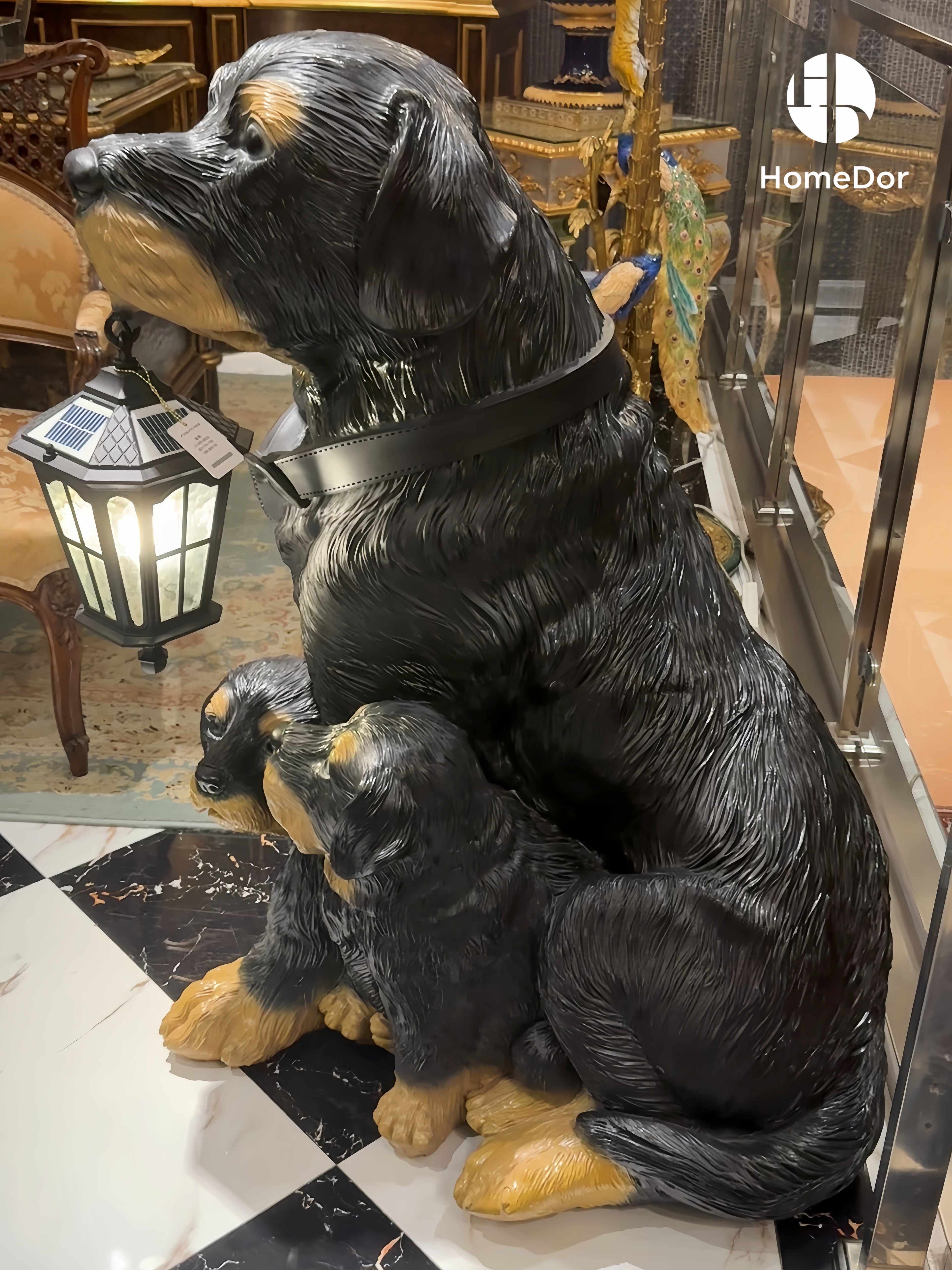 HomeDor Rottweiler Sculpture Brass Floor Lamp