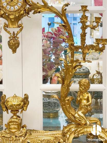 HomeDor × FH&Home | Royal Rococo Golden Candelabra Clock Set Collector's Piece