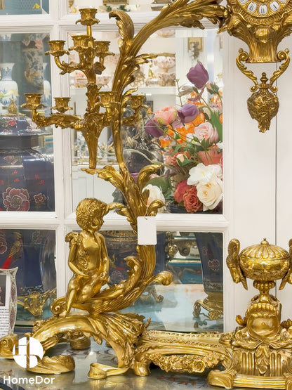 HomeDor × FH&Home | Royal Rococo Golden Candelabra Clock Set Collector's Piece