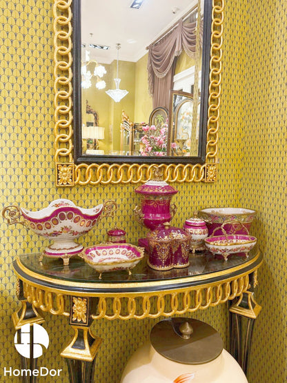 HomeDor Romantic Magenta Garden Floral Porcelain Decor Set