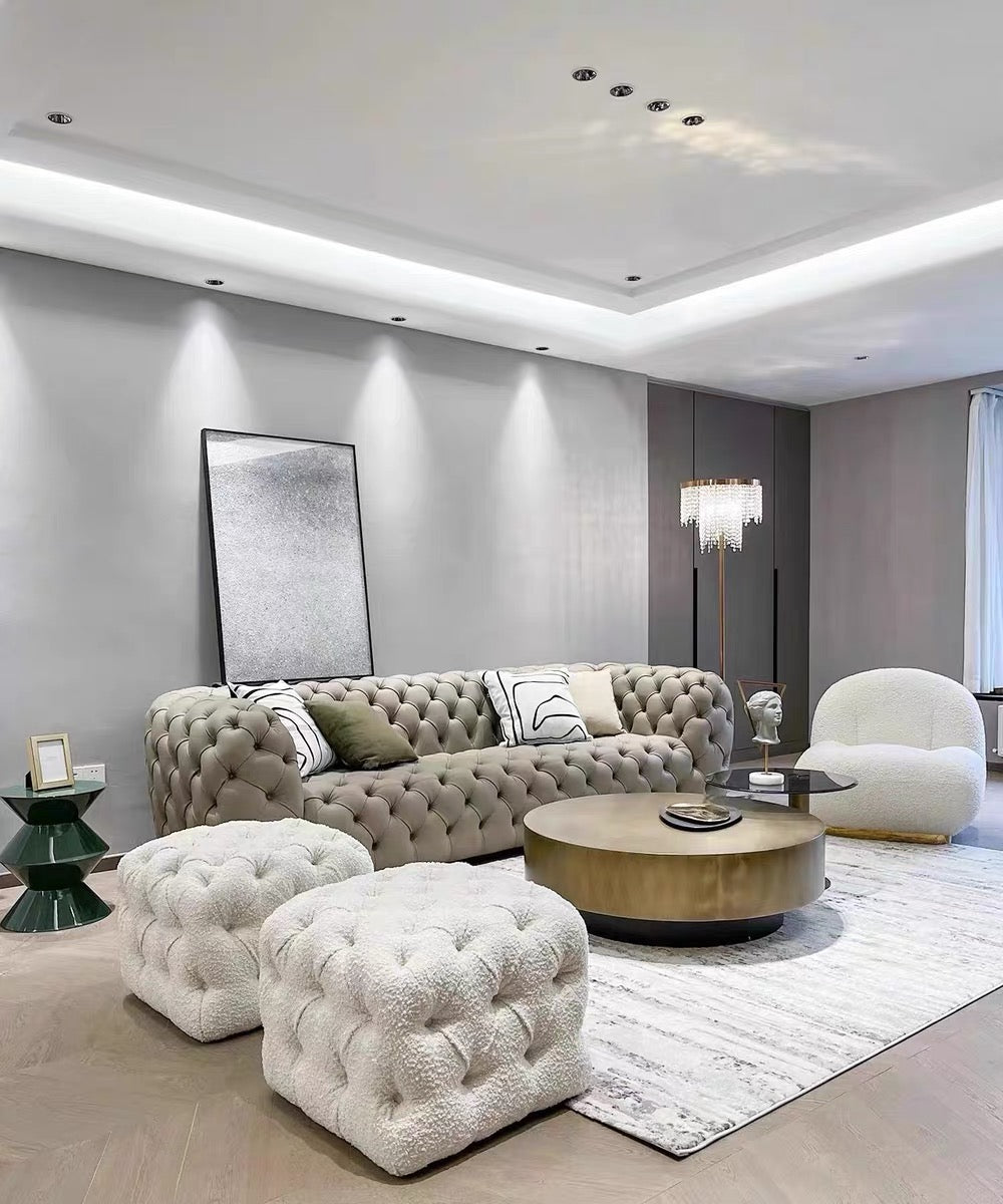 Divano capitonné in pelle di lusso Chesterfield