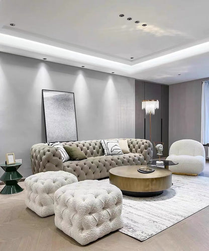 Divano capitonné in pelle di lusso Chesterfield