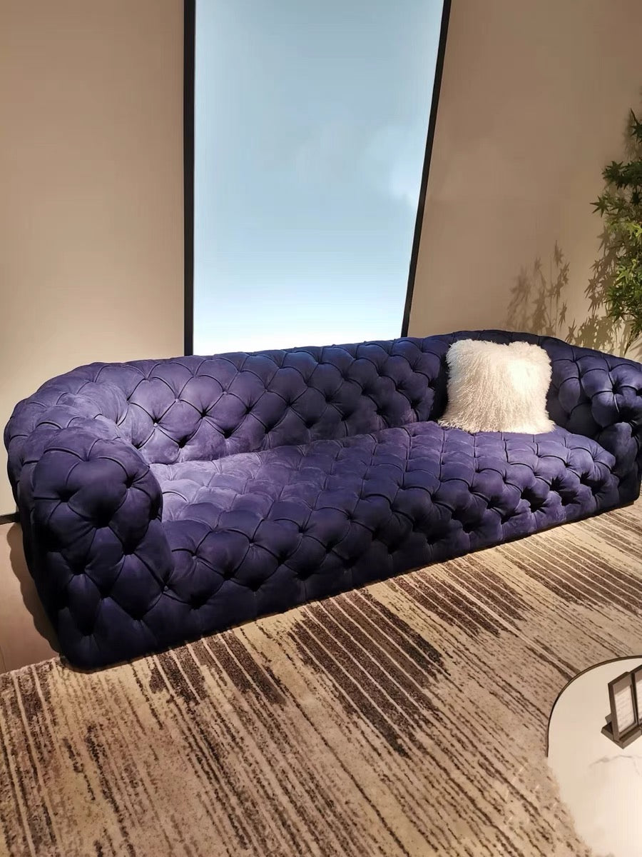 Divano capitonné in pelle di lusso Chesterfield