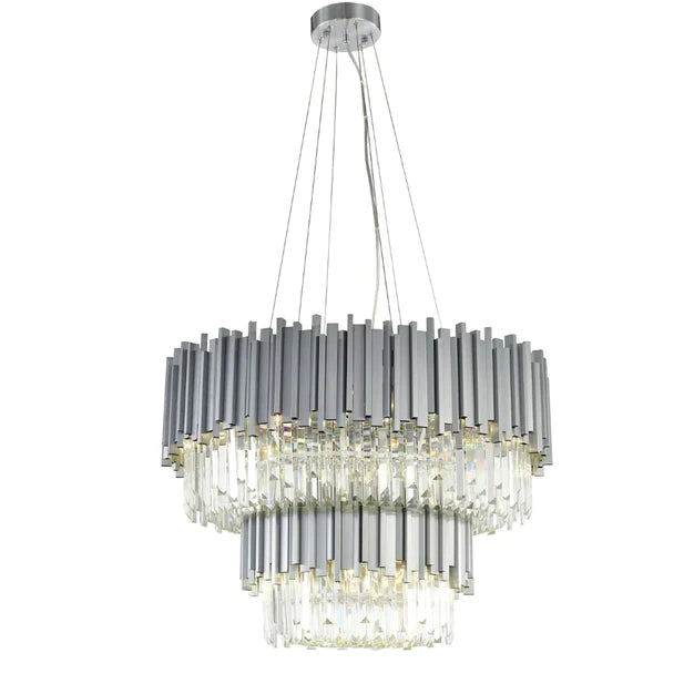 Lampadario di cristallo classico a 2 livelli Lohsen con finitura dorata