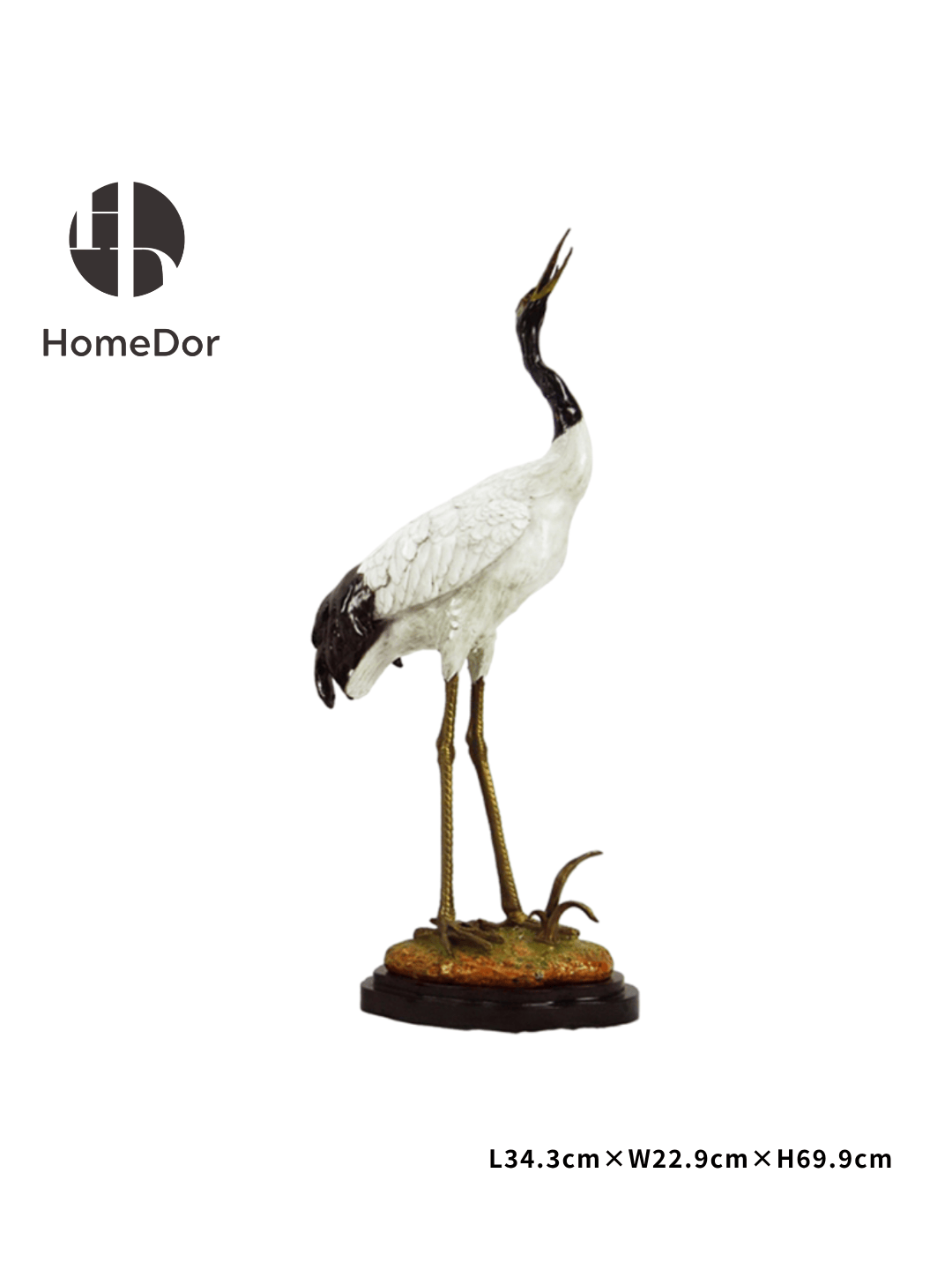 Sophisticated Ceramic Crane Figurine/ Decorative Table Set with Brass Bases5