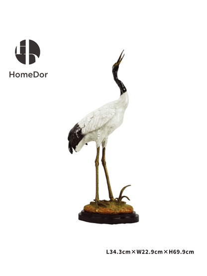 Sophisticated Ceramic Crane Figurine/ Decorative Table Set with Brass Bases5
