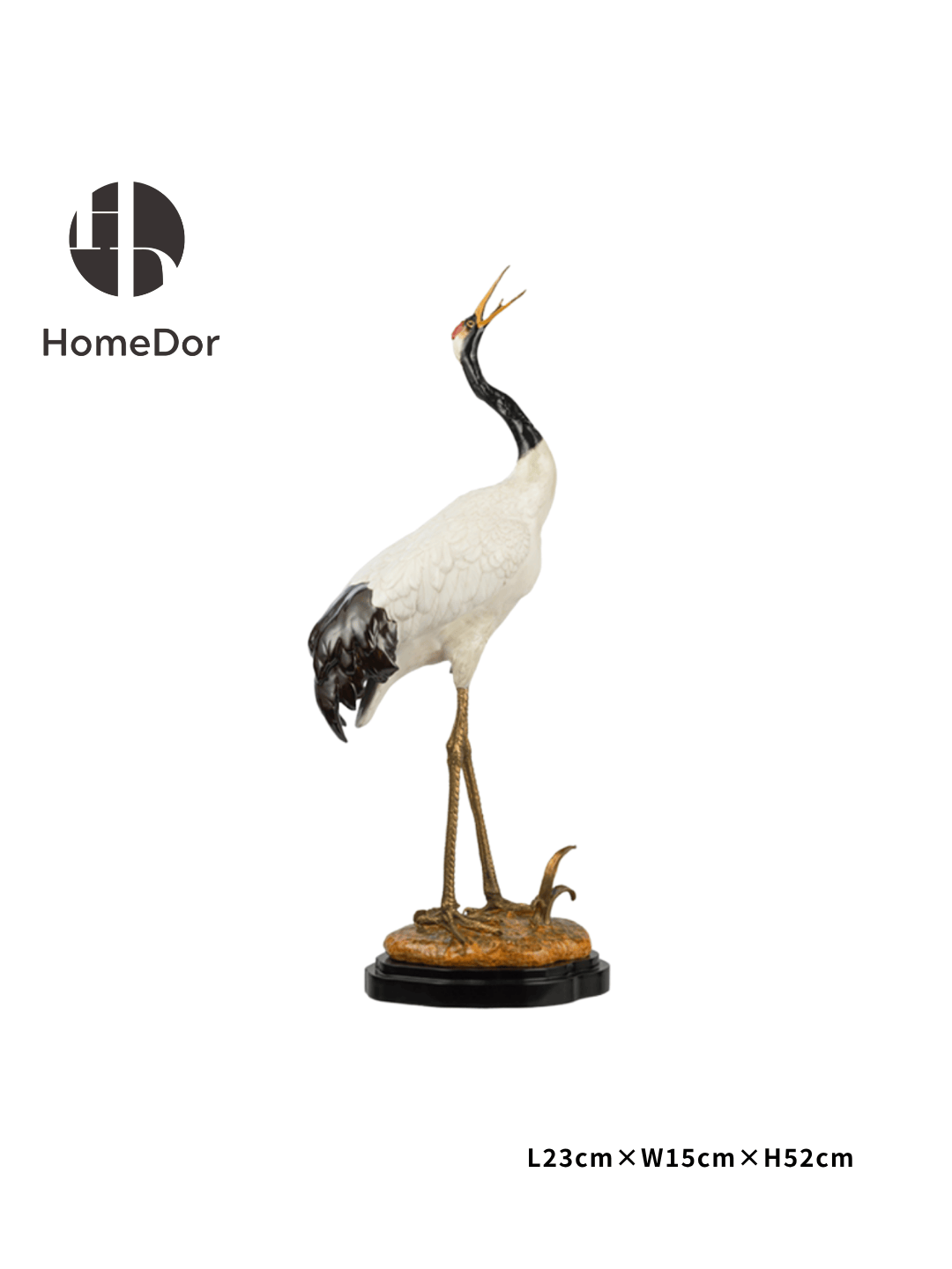 Sophisticated Ceramic Crane Figurine/ Decorative Table Set with Brass Bases6