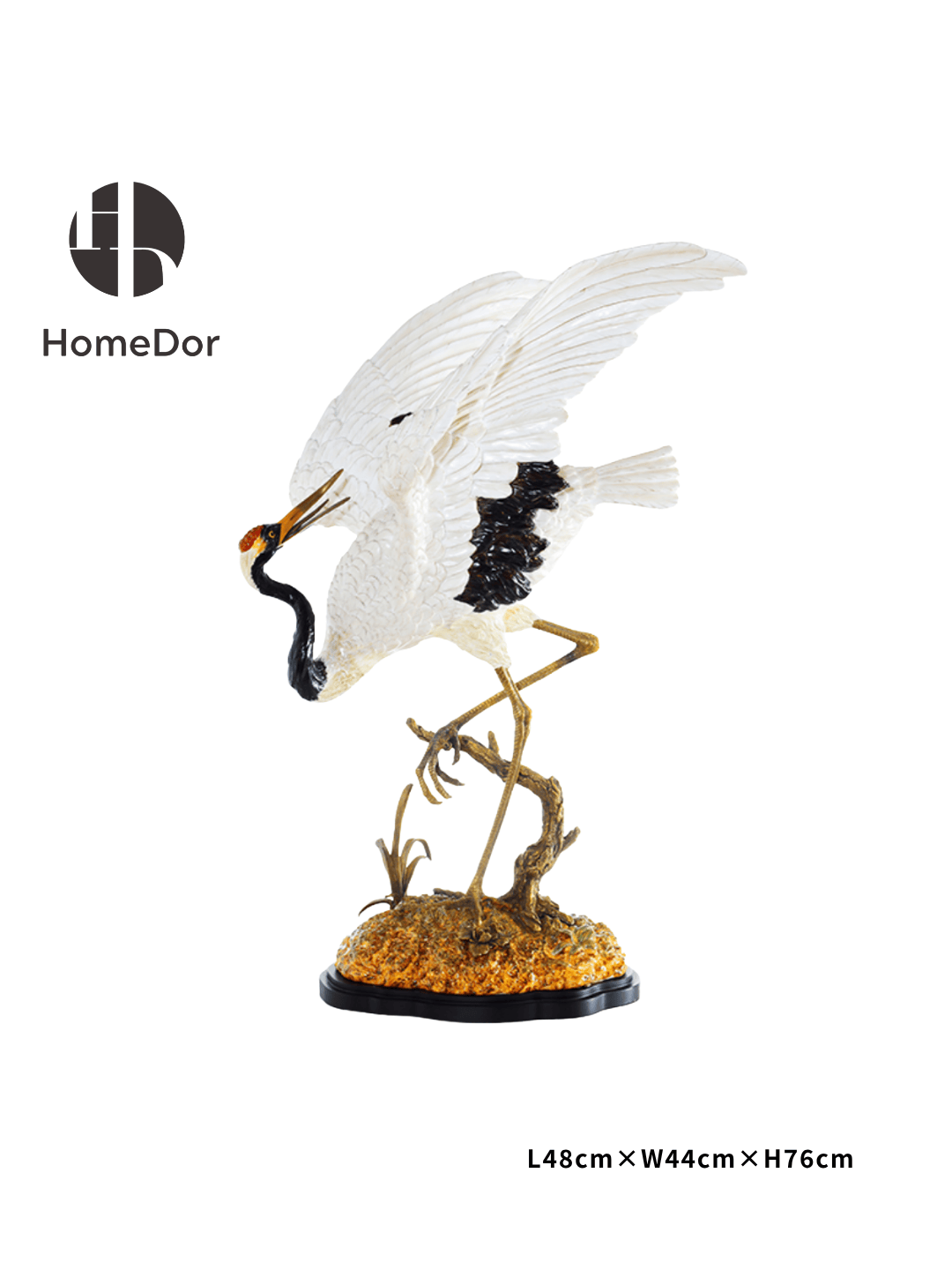 Sophisticated Ceramic Crane Figurine/ Decorative Table Set with Brass Bases7
